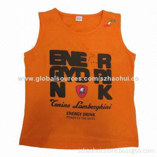 Orange Printed Cotton Vest, Breathable and Comfortable, Customized Orders Welcomed